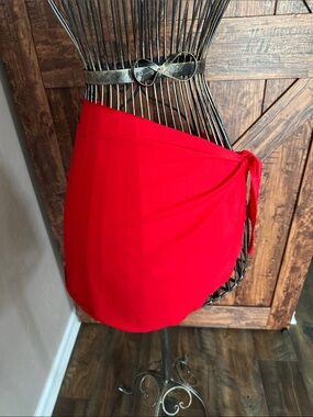 Red Tie-Side Swim Skirt Cover-up